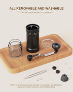 CIRCLE JOY Manual Coffee Grinder with 40 Levels External Adjustment and Ceramic Burr, Portable Hand Coffee Grinder Set with Pour Over Coffee Dripper, 50 Count V60 Coffee Filters and Storage Bag