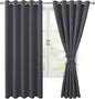 Blackout Curtains for Bedroom, 60 x 63 Inches Length, Dark Grey | Thermal by Hiasan