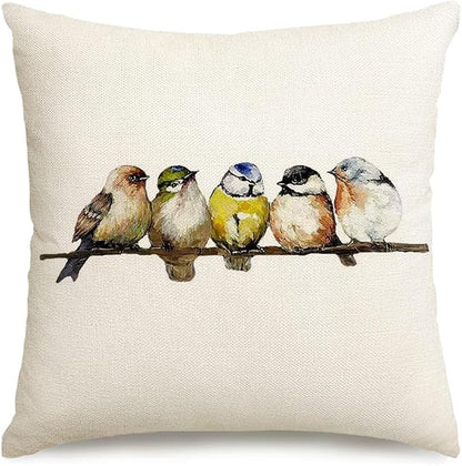 RABUSOFA 16x16 Watercolor Birds Pillows Decorative Throw Pillows Hand-Painted by RABUSOFA