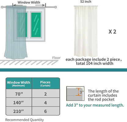 BGment White Semi Sheer Linen Curtains 63 Inch Length - Image 9