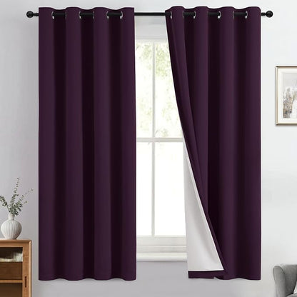 Yakamok Dark Purple 100% Blackout Curtains 63 Inches Long 50" Wide 2 Panels | by Yakamok
