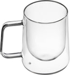 Restaurantware-Forma Professional 10.2 Ounce Double Wall Coffee Mugs, 2 Insulated Coffee Mugs With Handle - Dishwashable, Reusable, Clear Glass Beverage Cups, Freezable, For Hot Or Cold Beverages