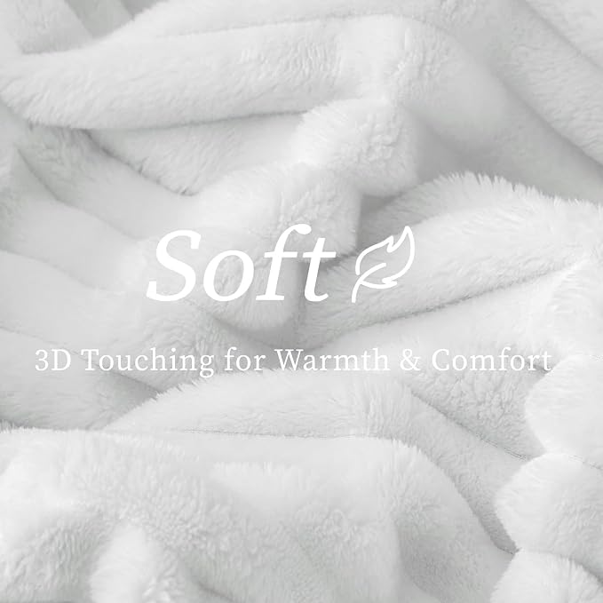 BEDELITE Striped Fleece Throw Blanket, Bright White, Soft Cozy, Lightweight Warm - Image 5