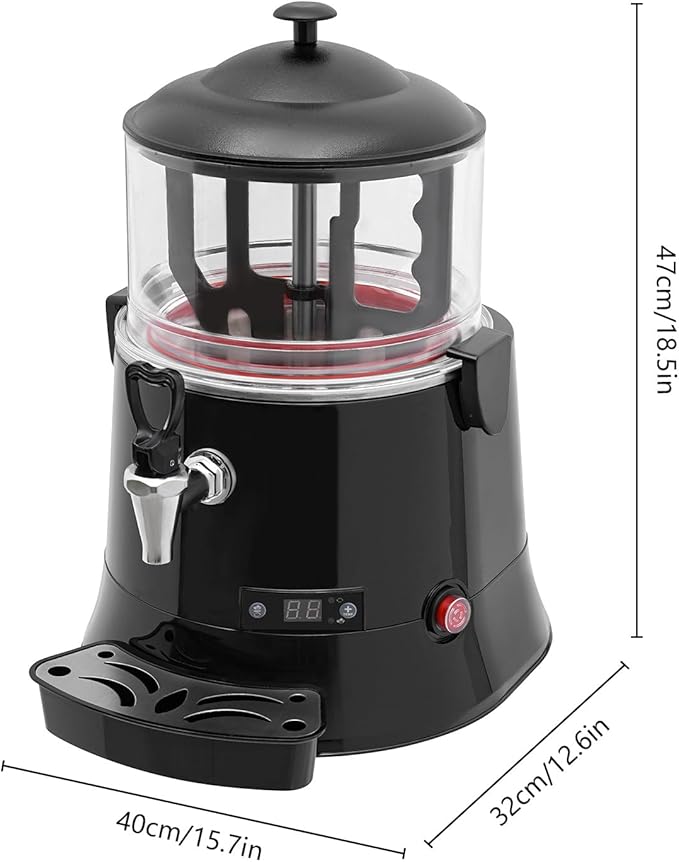 Hot Chocolate Maker Machine, 400W 5L/1.3Gal Electric Stainless Steel Hot Chocolate Dispenser Melting Machine, Commercial Beverage Warmer Coffee Maker for Kitchen Party, Black