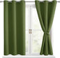 Blackout Curtains for Bedroom, Olive Green, 42 x 54 Inch, 2 Panel | Thermal by Hiasan