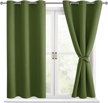 Blackout Curtains for Bedroom, Olive Green, 38 x 45 Inch 2 Panels | Thermal - Image 8