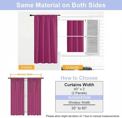 Simplebrand Ava Hot Pink Short 36 Inches Blackout Curtain 2 Panels Set - Image 9