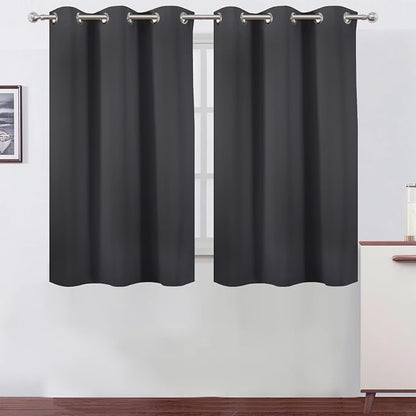 Dark Grey Blackout Curtains/38 x 54 Inch/Set of Two Panels Grommet Living Room by Lemomo