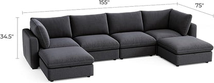 LINSY HOME Oversized Modular Sectional Sofa, 4 Seat Sofa Couches - Image 2