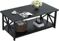 GreenForest Coffee Table with Round Corner, Farmhouse Center Table with 2-Tier by GreenForest