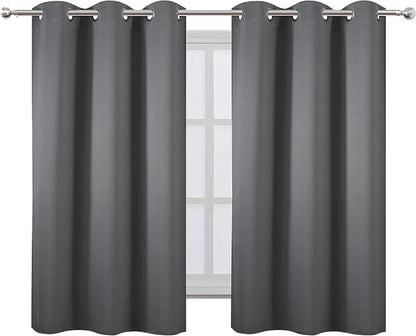Grey Thermal Blackout Curtains/38 x 54 Inch/Set of 2 Panels Room Darkening - Image 2