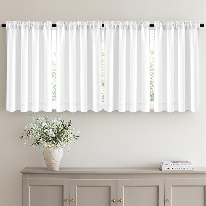 MIULEE 4 Panel Set Short Bedroom Blackout Curtains 54 Inch Long Pure White | by MIULEE