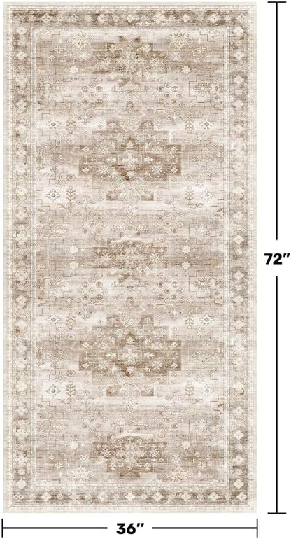 Washable Neutral Farmhouse Large Entryway Rug, 3x6 Area Rugs - Image 2