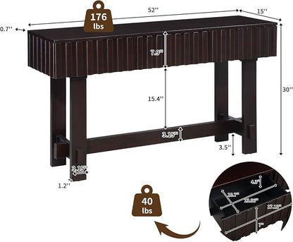 52" Solid Wood Console Table for Entryway, Modern Sofa Table Behind Couch - Image 2