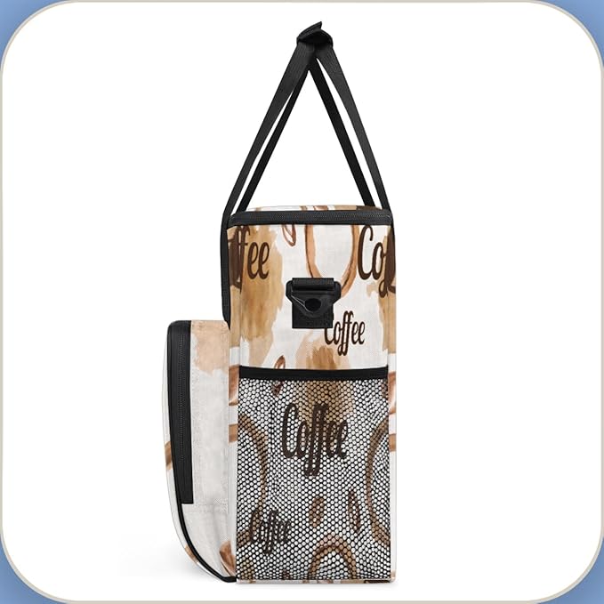 Watercolor Coffee Coffee Maker Carring Bag Coffee Beans Travel Carrying Storage Tote Bag Compatible with Keurig K-Mini or K-Mini Plus Portable Single Serve Coffee Brewer Case with Pockets for K-cup Pods