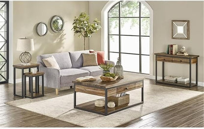 Claremont Rustic Wood Nesting End Tables, Solid Wood and Black-Finished Metal - Image 9