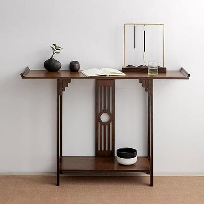 Southeast Asian Style Console Table, Walnut Bamboo Entryway Table, Narrow Long - Image 4