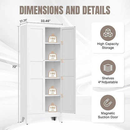 Yizosh Metal Pantry Cabinet, - Image 2