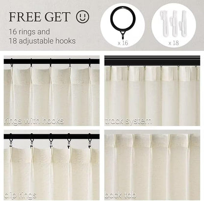 Topfinel 102 Inch Curtains 1 Panels Set, Two Packs Pinch Pleat Back Tab Linen - Image 2