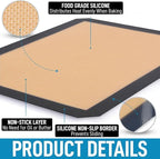2 Pcs Silicone Fiber Baking Mat with Buckle,Corner Clip for Leak Proof Baking Pan or Unclip for Flat Baking Sheet Liner, Oven Liner (30X21cm,42x29.5cm) BPA-Free and Non-Stick