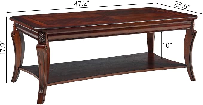 Traditional Distressed Farmhouse Style Coffee Table Set, 3-Piece Solid Wood - Image 2