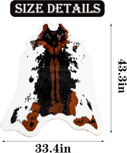 Faux Cowhide Rug Cow Print Area Rug Premium Faux Animal Skin Hide Rugs Tricolor - Image 2