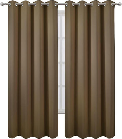 Blackout Curtains 52 x 84 inches Long Brown Curtains Set of 2 Panels Thermal - Image 2
