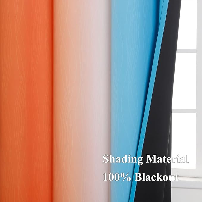 Ombre Orange and Blue Blackout Curtains 42Wx84L Inch Long | Gradient Curtains - Image 5
