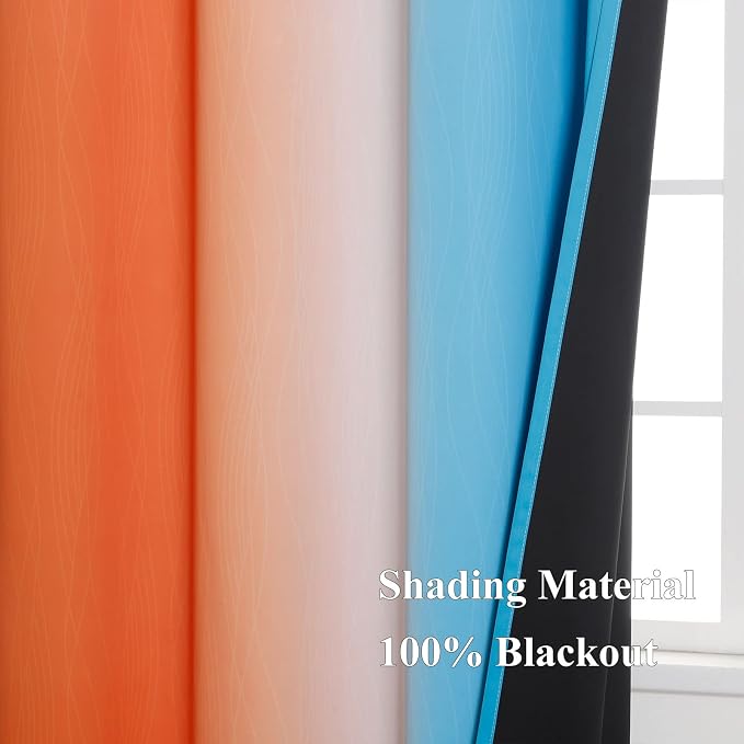 Ombre Orange and Blue Blackout Curtains 52Wx96L Inch Long | Gradient Curtains - Image 5
