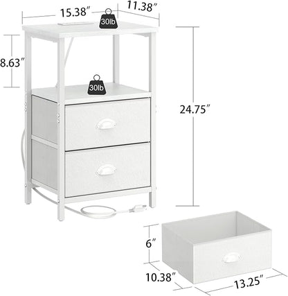 sthmec Nightstand with Charging Station, LED Night Stand Set 2, Bedside Table - Image 3