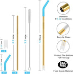 Newly Upgraded 8.5In Reusable Stainless Steel Straws Set 6 PCS with12 Silicone Accessories, 2 Straw Brush, 1 Storage Case, BPA Free, Eco-Friendly Metal Straws for 14, 20, 30,40 oz Tumbler
