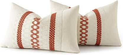 MIULEE Set of 2 Fall Burnt Orange Decorative Lumbar Pillow Covers 12x20 | - Image 8