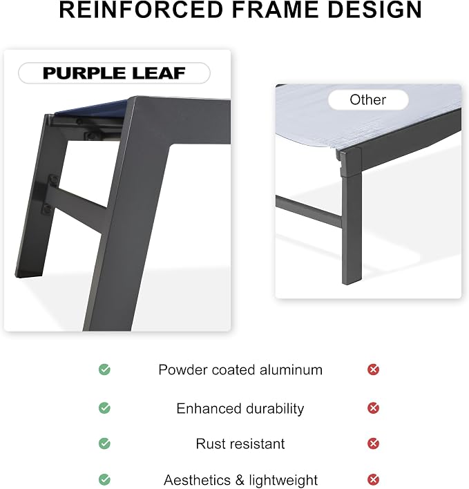 PURPLE LEAF Outdoor Chaise Lounge Set of 2 Aluminum Patio Lounge Chair - Image 7
