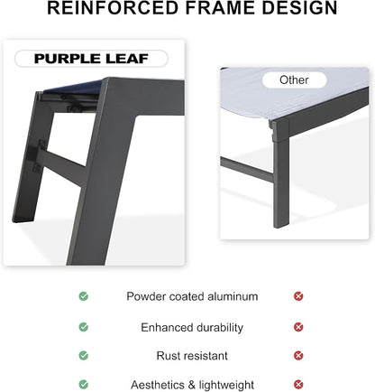PURPLE LEAF Extra Large Outdoor Chaise Lounge 4 Pieces Aluminum Patio Lounge - Image 7