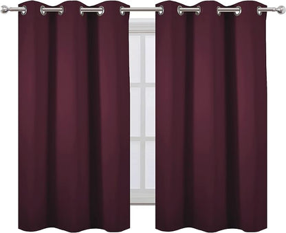 Burgundy Blackout Curtains 38 x 54 Inch Length/Set of 2 Curtain Panels/Thermal - Image 2