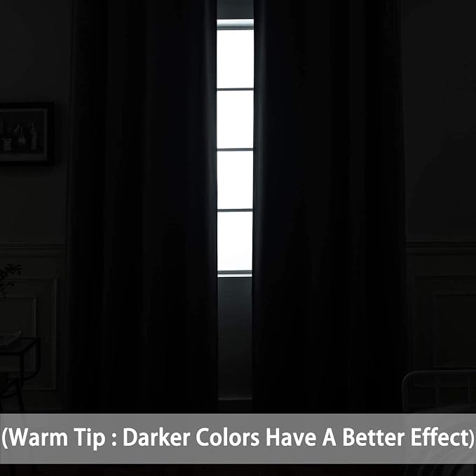 Yakamok Room Darkening Curtains 52x63 inch Length Dark Green-Living Room | 2 - Image 3