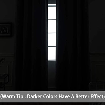 Yakamok Room Darkening Curtains 52x63 inch Length Dark Green-Living Room | 2 - Image 3