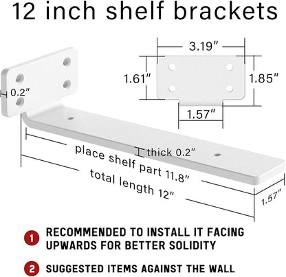 Goovilla Shelf Bracket, Heavy Duty Floating Shelf Brackets 12 inch Long - Image 4