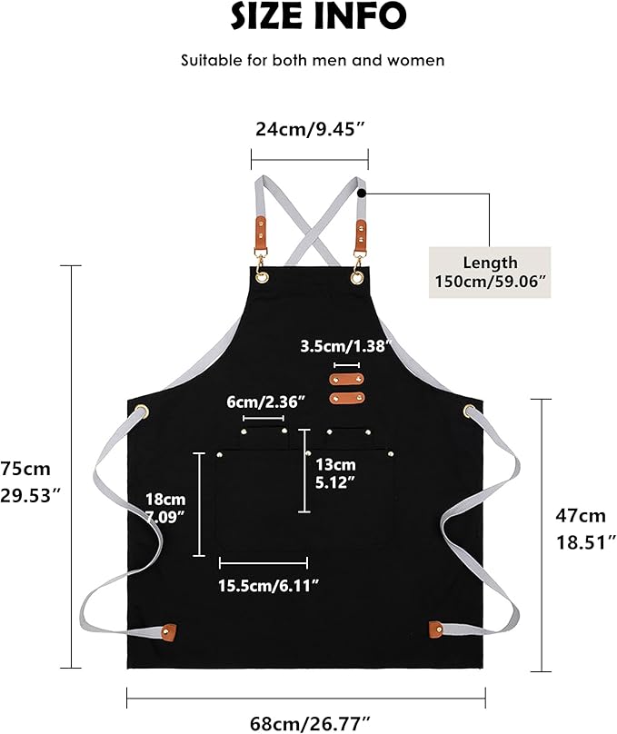 Lisianthus 2 Pack Adjustable Bib Aprons for Women with Pockets, Men's Kitchen Cooking Apron