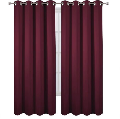Blackout Curtains 52 x 90 Inch Long Burgundy Red Curtains Set of 2 Panels Room - Image 2