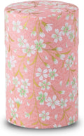 NOREN Japanese Tea Canister Tin (Yuzen Washi Paper), 3.5oz Size Made in JAPAN with Includes Inner Lid of Airtight Damp-Proof/Kitchen Jar for Loose Leaf Coffee Tea (Sakura of Kyoto/Pink)