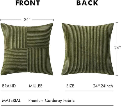 MIULEE Olive Green Decorative Euro Sham Pillow Covers 24x24 Inch - Image 7