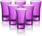 M&N HOME Purple Shot Glasses, 2 Oz Set of 6, Whiskey, Tequila, Cocktail, Round Glasses for Vodka, Spirits & Liquors