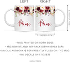 Andaz Press 11oz. Mother's Day Ceramic Coffee Tea Mug Gift, Fall Autumn Marsala Burgundy Flowers Roses Florals, Mimi, 1-Pack, Includes Gift Box, Birthday Christmas Gift Ideas