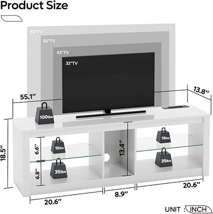 Bestier LED TV Stand for 55/60/65 Inch TV, Modern Gaming TV Console - Image 2
