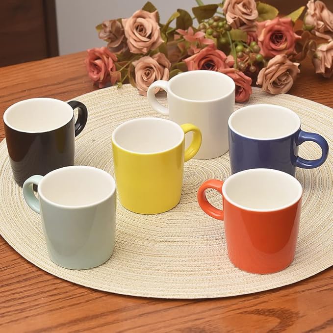 homEdge Mini Procelain Espresso Cup, 4 Ounces / 120 ml Tiny Ceramic Coffee Mugs Demitasse for Espresso, Tea- Set of 6, White