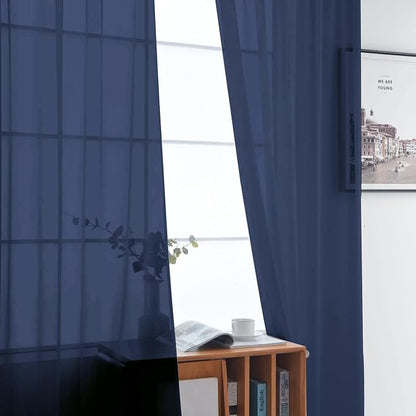 SpaceDresser Sheer Voile Window Treatment Rod Pocket Curtain Panels - Image 3