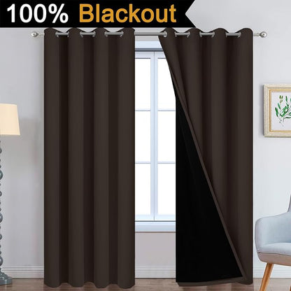 Yakamok Chocolate 100% Blackout Curtains 84 Inches Long 52" Wide 2 Panels | - Image 3