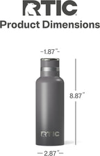 RTIC 16oz Journey Bottle Metal Stainless Steel Vacuum Insulated, BPA Free, Reusable, for Water, Hot and Cold Drinks, Travel, Sports, Camping, Graphite