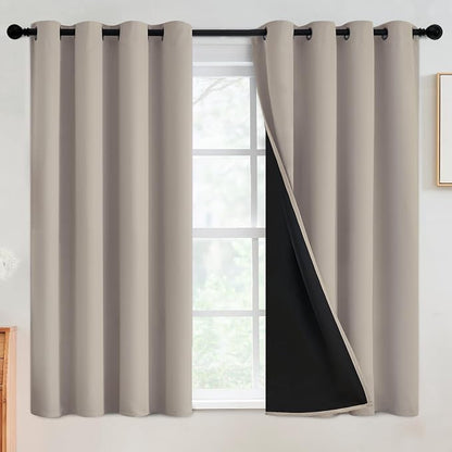 SimpleHome Natural 100% Blackout Curtains Room Darkening Living Room 54L | by SimpleHome